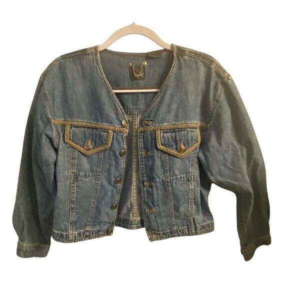 Liz Wear V Neck Denim Jacket Size Small Petite Long Sleeve Casual Vintage - Picture 4 of 16